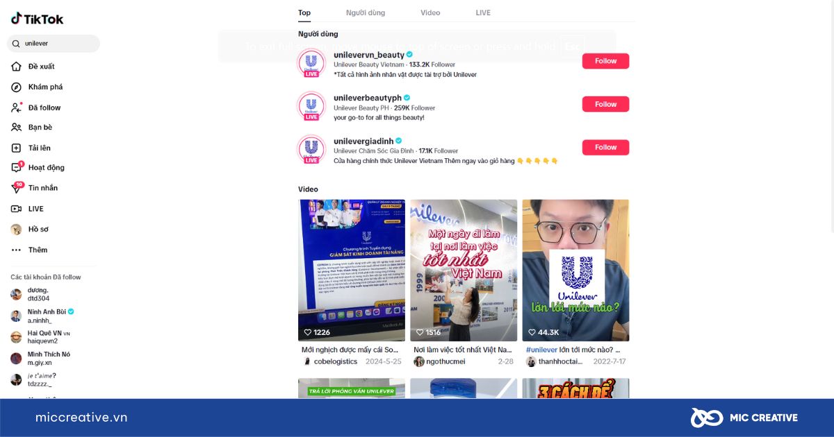Unilever hiện diện trên TikTok