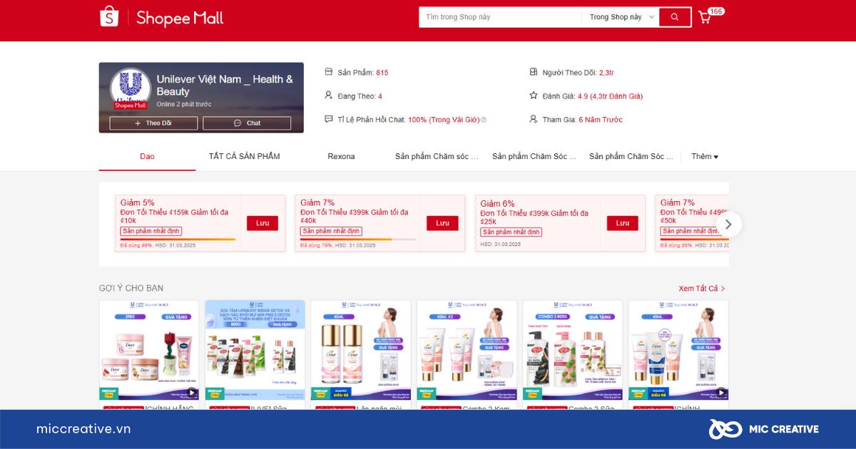 Unilever trên Shopee