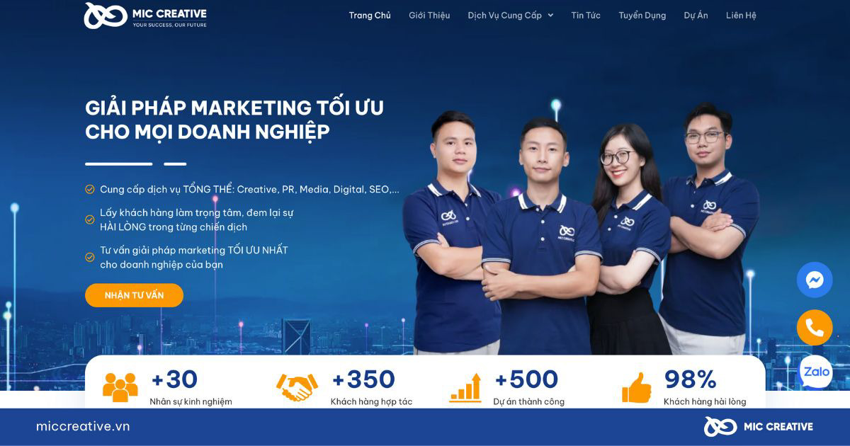 Website doanh nghiệp MIC Creative