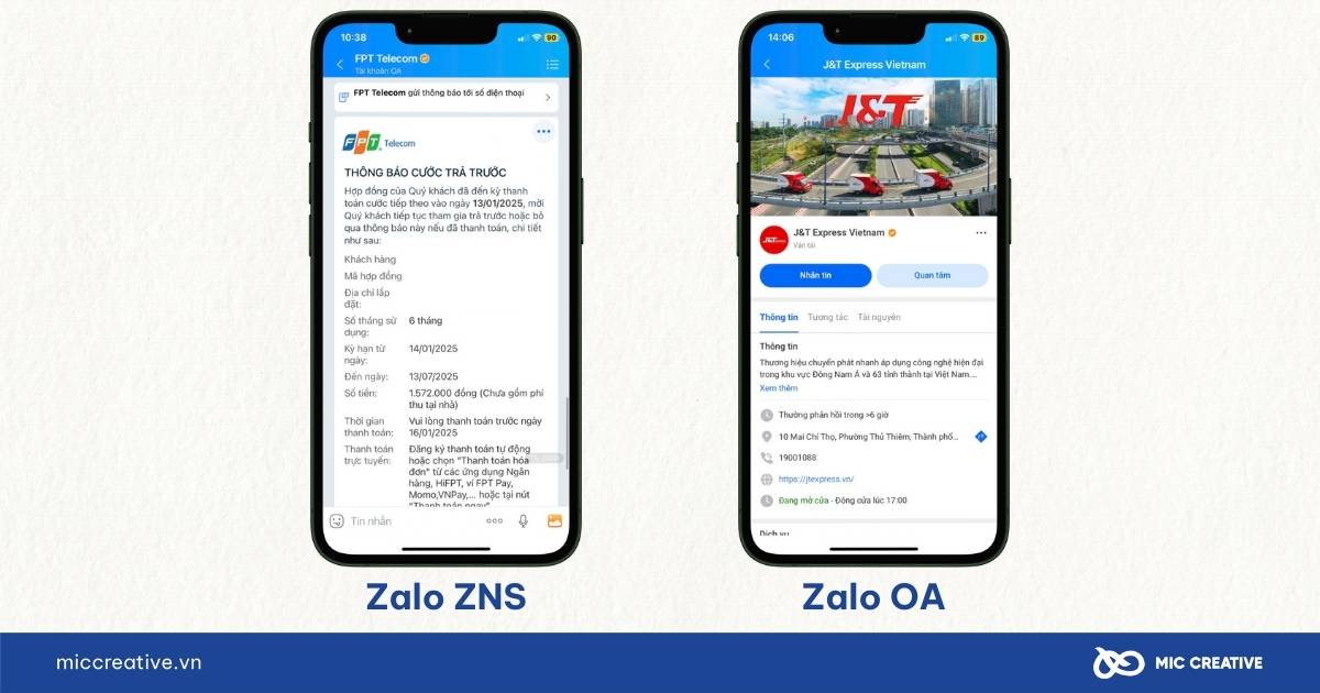 Tin nhắn Zalo ZNS và Zalo OA của J&T