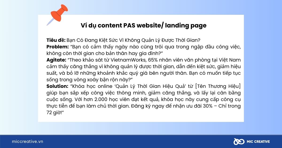 Ví dụ content PAS website