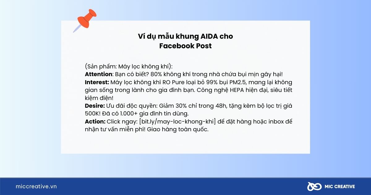 Ví dụ mẫu khung AIDA cho Facebook Post