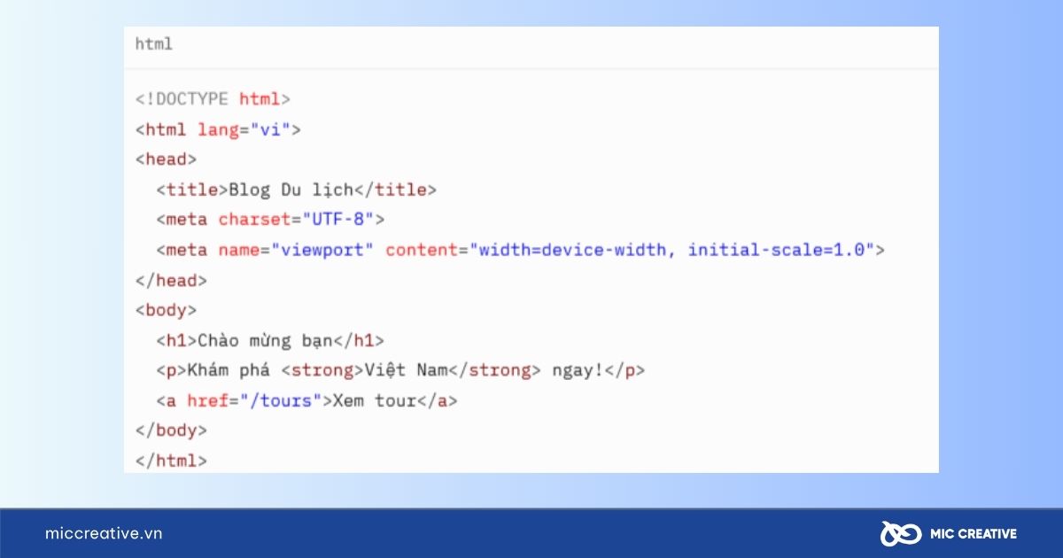 Ví dụ cấu trúc đầy đủ HTML