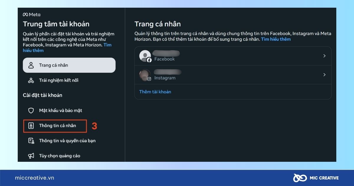 Chọn tiếp thông tin cá nhân