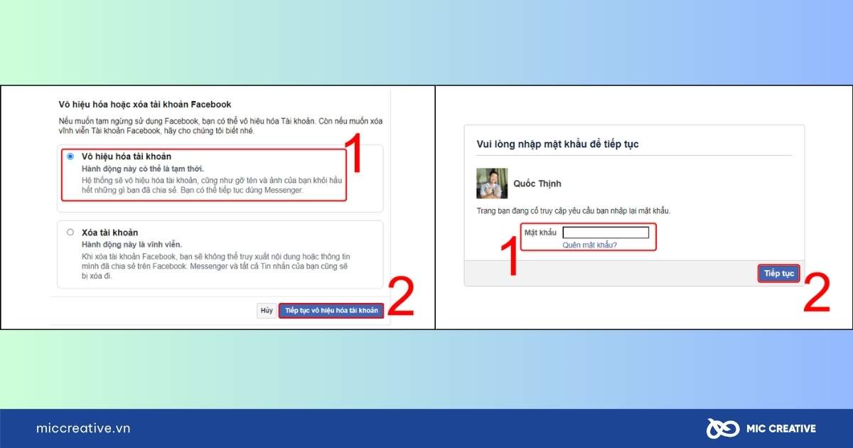 vô hiệu hóa tài khoản facebook