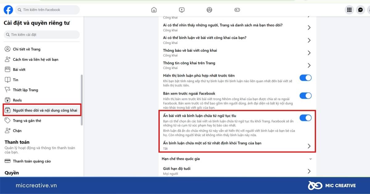 cách tắt bình luận trên fanpage facebook