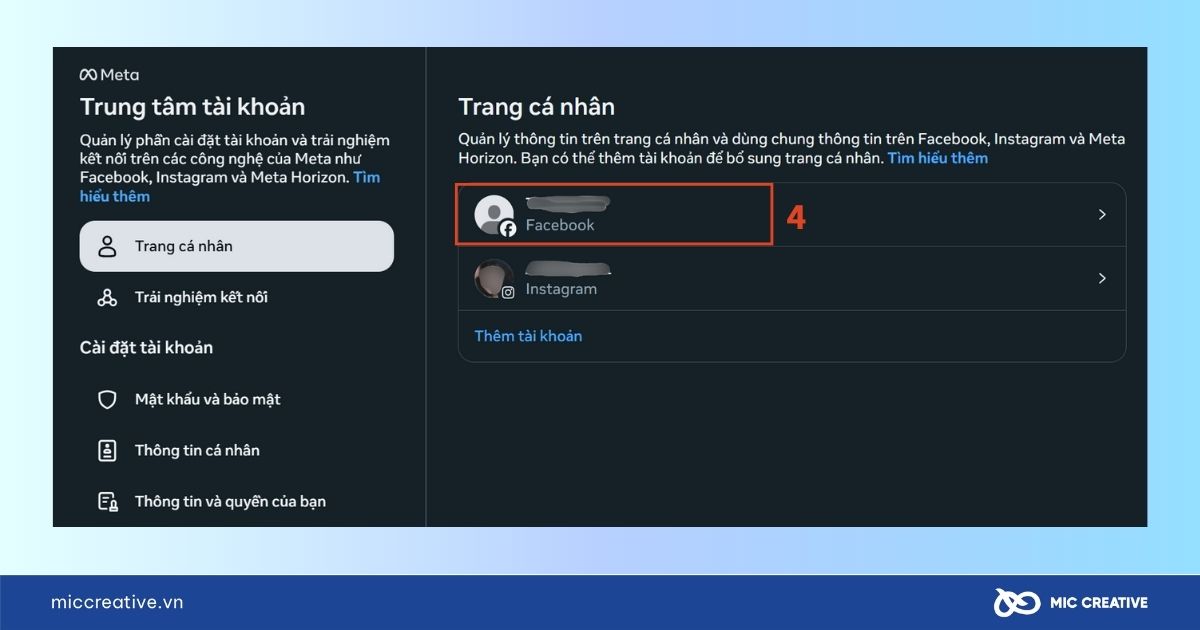 Chọn tài khoản cần đổi tên
