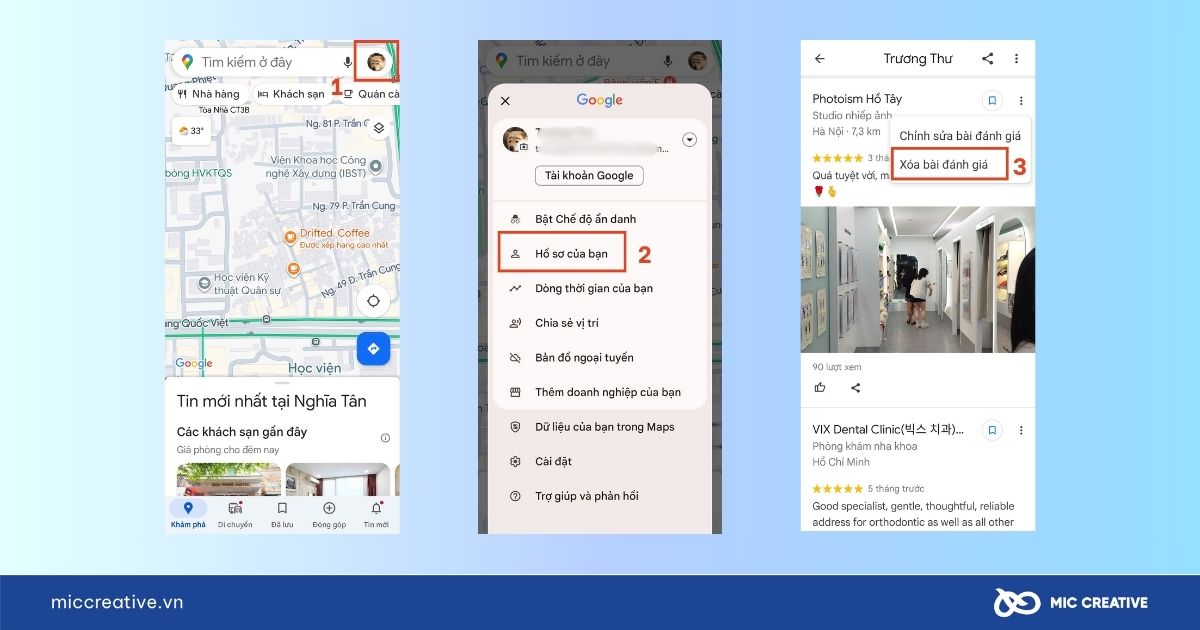 Cách xóa đánh giá trên Google Maps bằng điện thoại