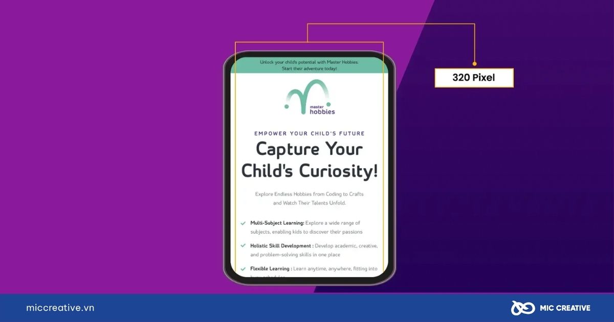 kích thước landing page