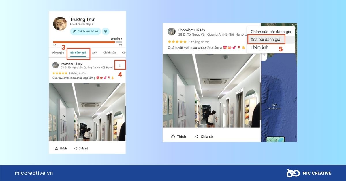 Cách xóa đánh giá trên Google Maps