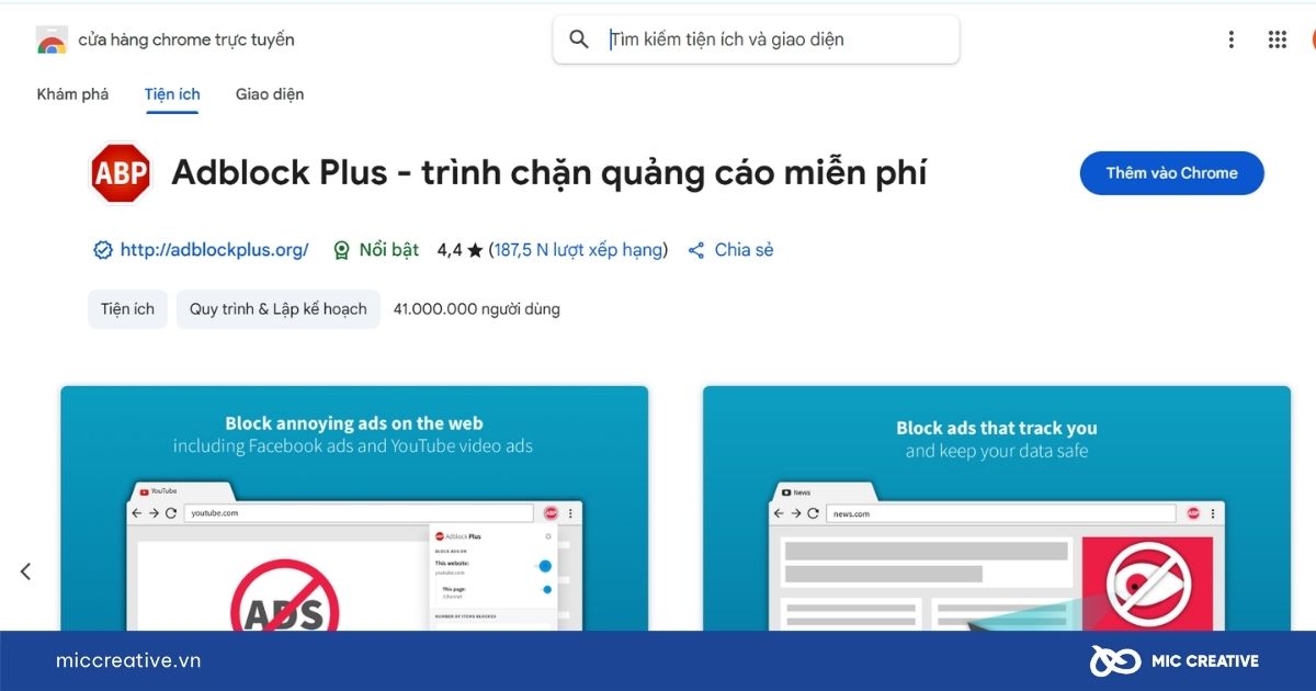 Adblock Plus là một trong những extension chặn quảng cáo phổ biến nhất