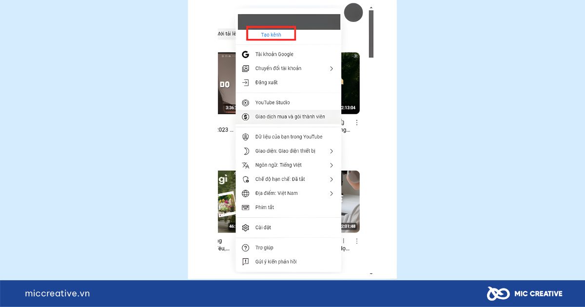cách tạo kênh youtube