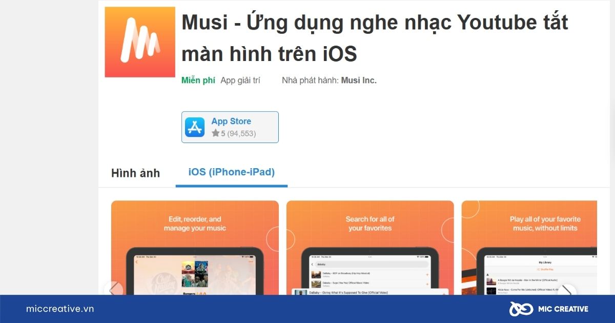 Musi cho phép người dùng nghe nhạc YouTube mà không cần mở màn hình 