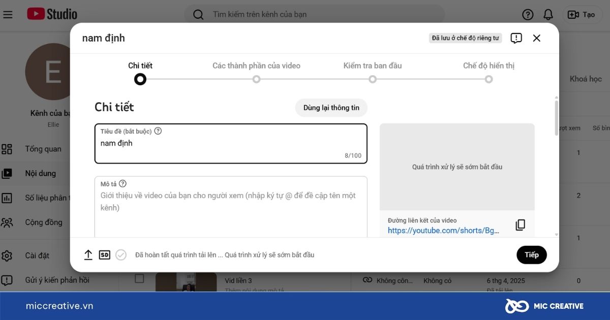 Chỉnh sửa video Youtube Shorts 