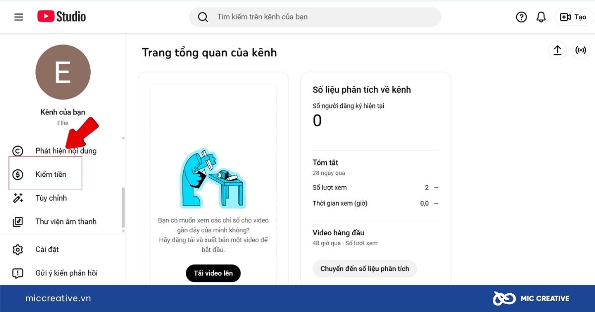 Nhấn vào mục Kiếm tiền 