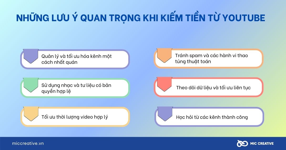 Những lưu ý quan trọng khi kiếm tiền từ Youtube