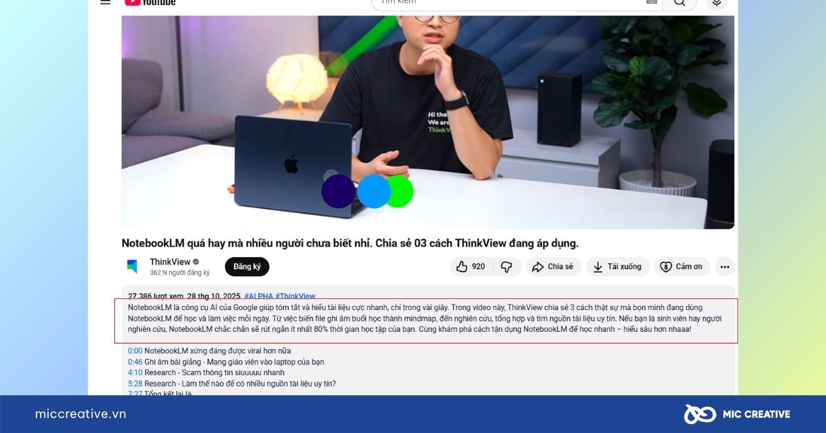 Tối ưu mô tả (Description) video
